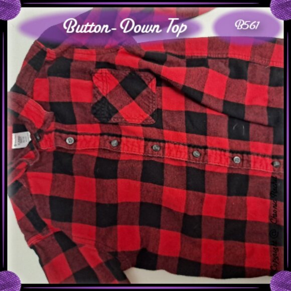 Black and Red Plaid Button-Down Long-Sleeve Shirt - Picture 3 of 4
